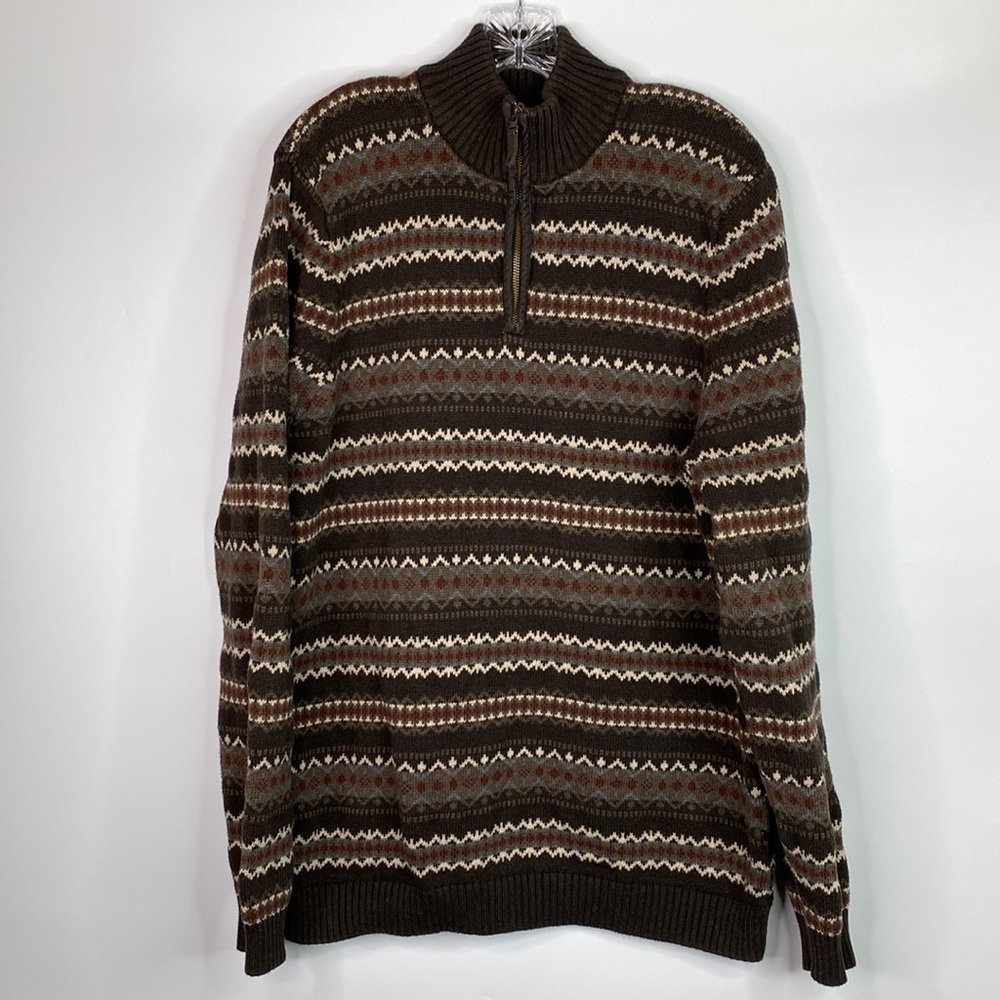 Eddie Bauer 1/4 Zip Brown Sweater Size Large